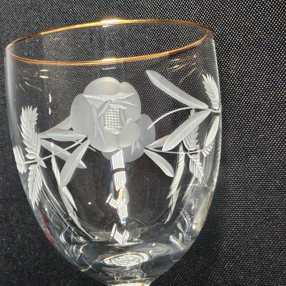 Royal Doulton Country Rose Gold Rim Crystal Tea Wine And Water Stemmed Glassware - Picture 6 of 12